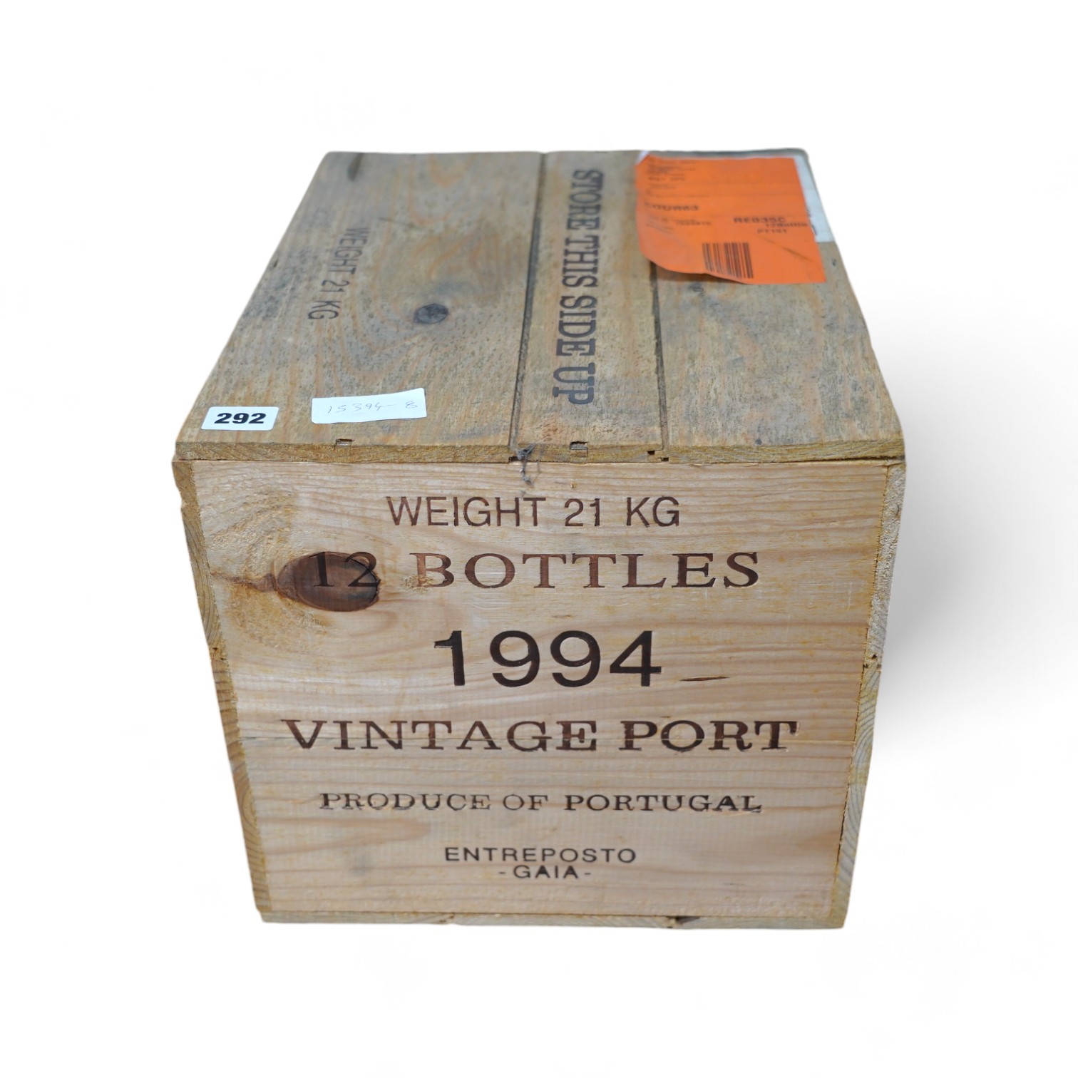 A sealed case of twelve bottles of 1994 Warres Vintage Port, in OWC, purchased en primeur from The Wine Society. Condition - good